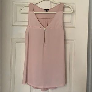 Light pink semi sheer tank. Hi low design.